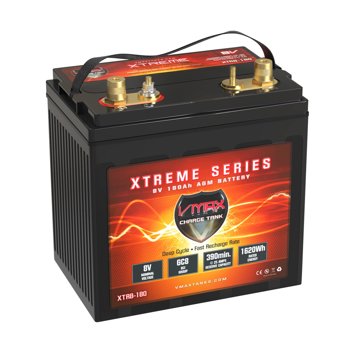 VMAXTANKS: XTR8-180 8 Volt 180AH Deep Cycle, XTREME AGM GC8 Battery